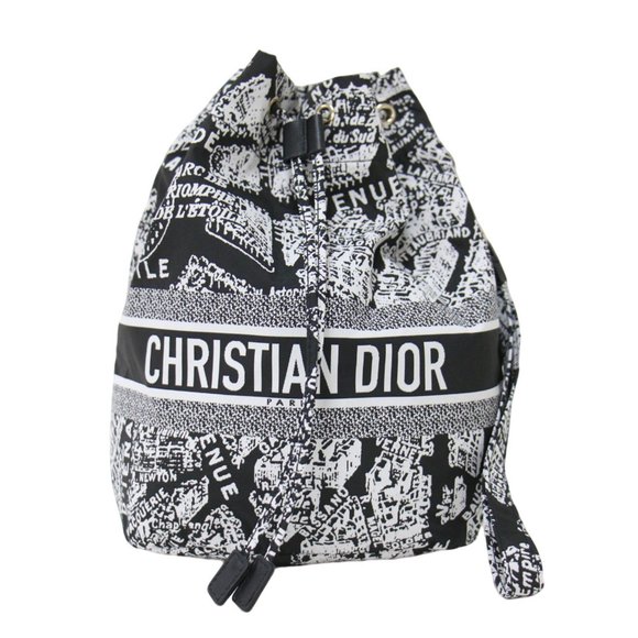 Christian Dior Pouch Black White Plan de Paris with Strap Jacquard - Picture 3 of 11